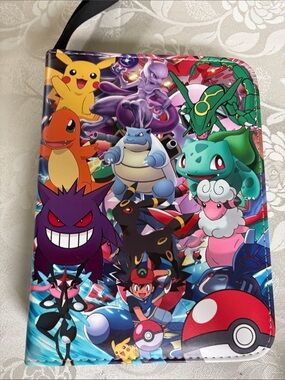Pokemon Trading Card Binder with 50 Sleeves, zip closure & Wrist Strap NEW